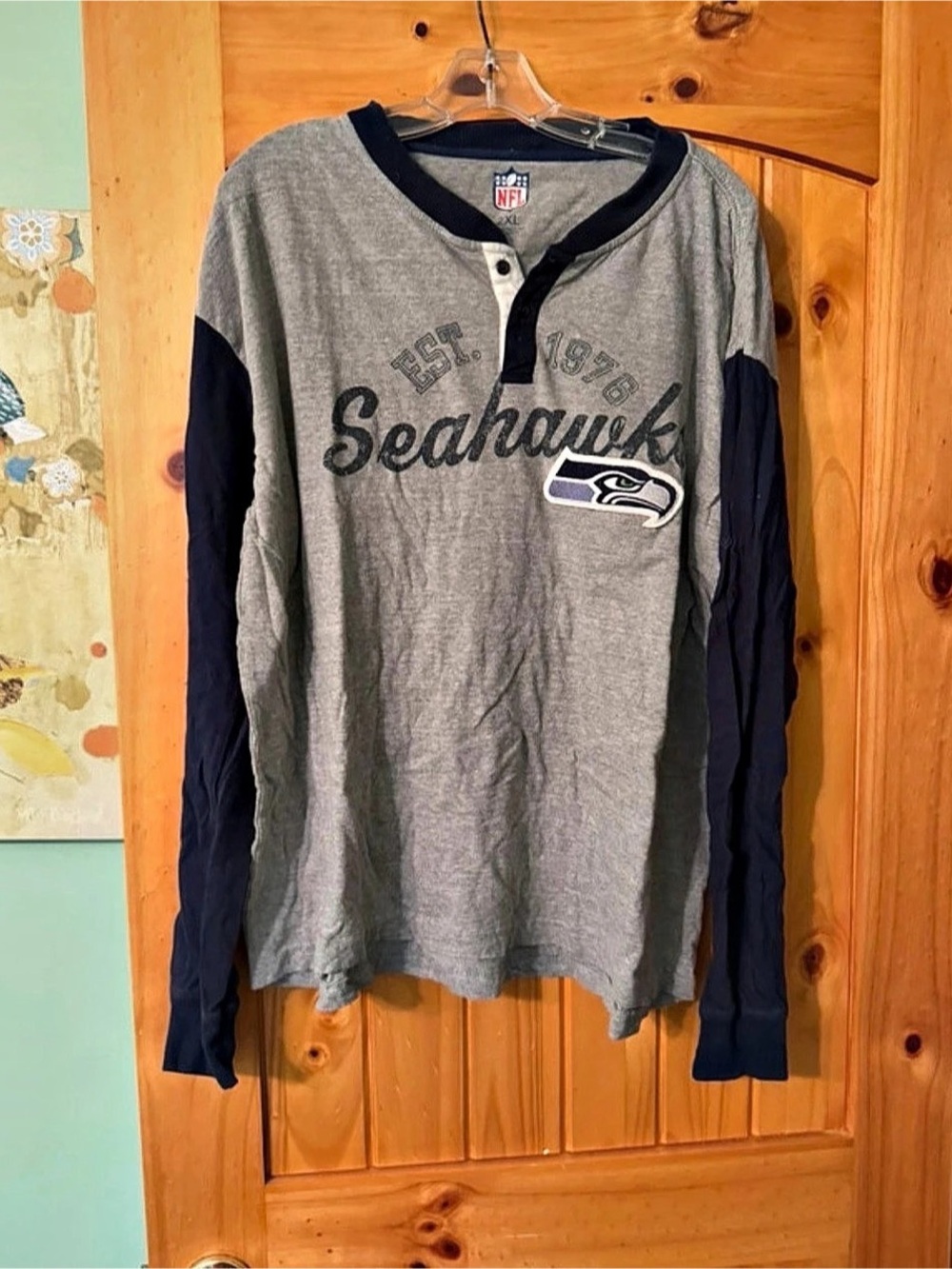 NFL Seahawks Long Sleeve Jersey in Gray & Blue Like New